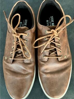 Steve Madden Brown Leather Casual Lace-Up Sneakers